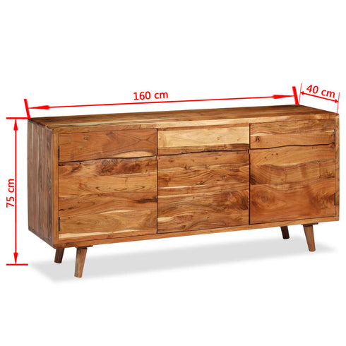 Swen Studio -  Sideboard Solid Wood with Carved Doors 160x40x75 cm